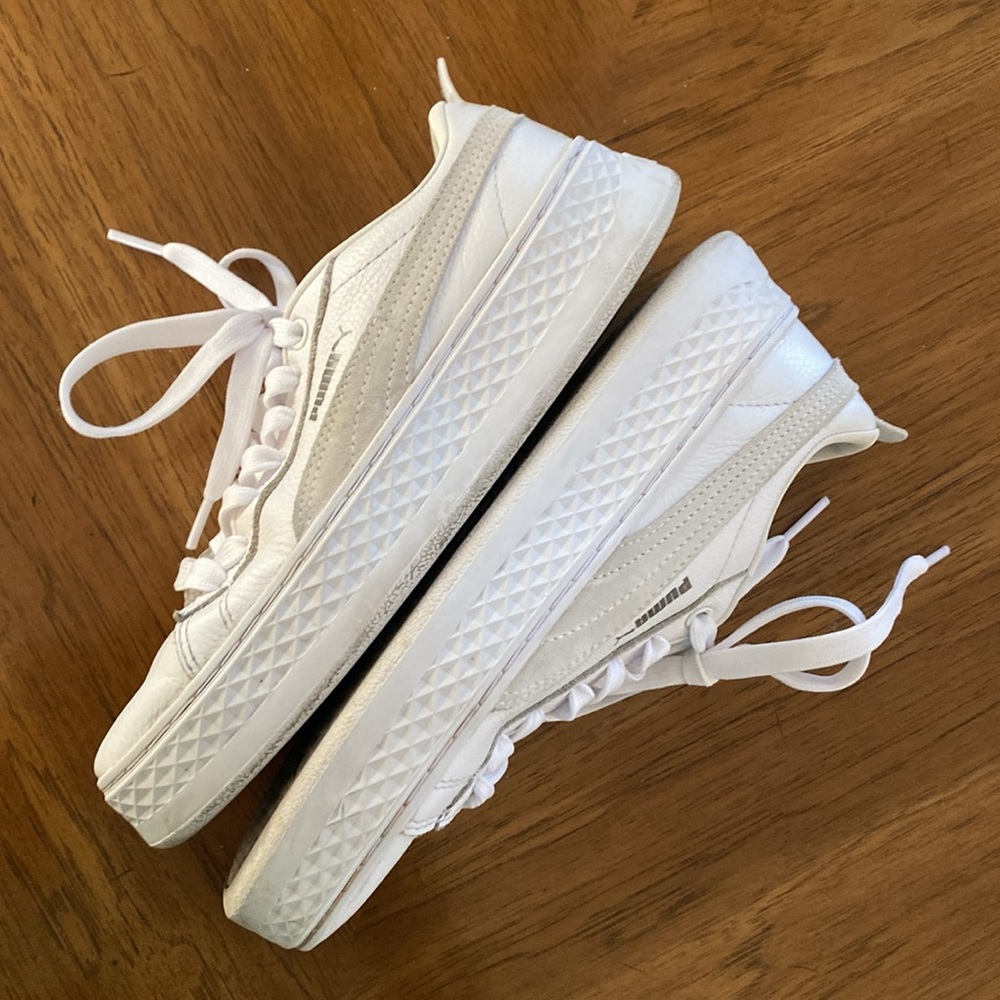 PUMA SMASH PLATFORM WHITE SNEAKERS - Picture 7 of 10